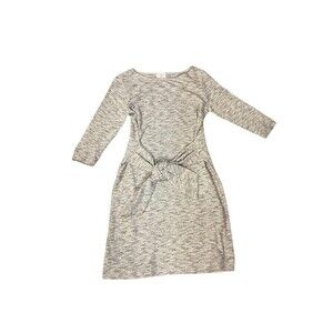 t.la‎ Anthropologie becky tie-waist grey white Knit dress size small